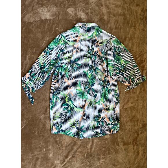Cupshe Floral Shirt Dress Cover-Up 3/4 Sleeves Button Up‎ Women’s Size XL - Picture 2 of 6